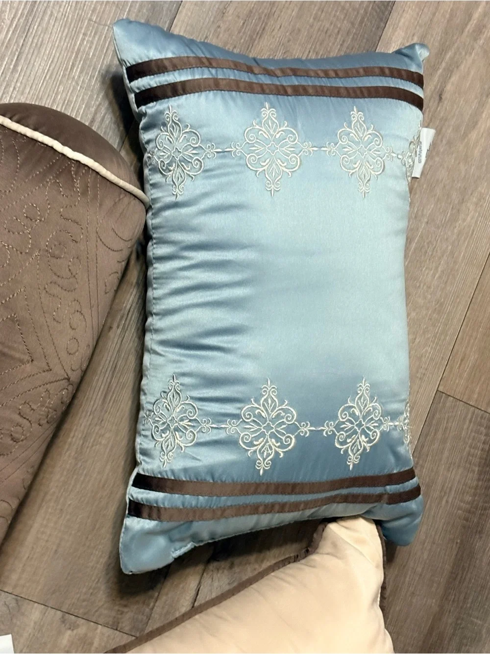 Chezmoi Collection Upland 7-Piece Comforter Set Queen Teal Brown Quilted